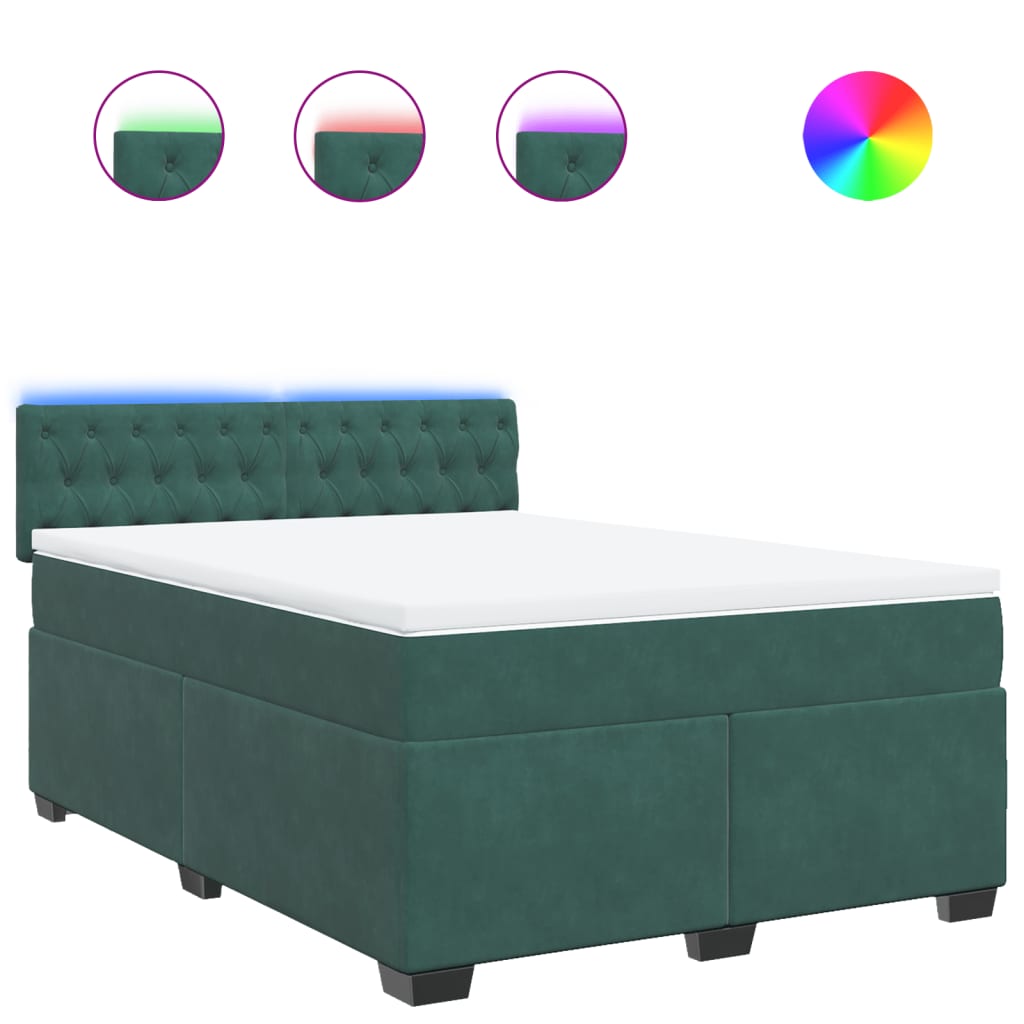 vidaXL Box spring postel s matrací tmavě zelená 160x200 cm samet