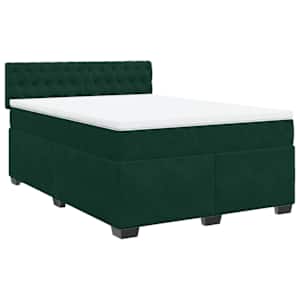 Box spring postel s matrací tmavě zelená 160x200 cm samet - obrázek 3