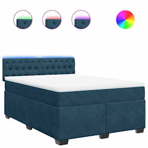 Box spring postel s matrací modrá 160 x 200 cm samet - obrázek 2
