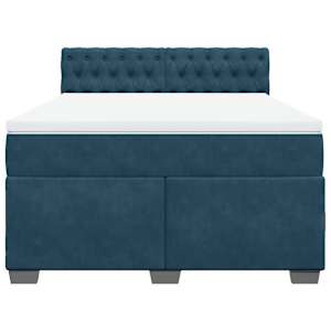 Box spring postel s matrací modrá 160 x 200 cm samet - obrázek 6