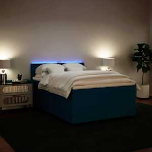 Box spring postel s matrací modrá 160 x 200 cm samet - obrázek 1