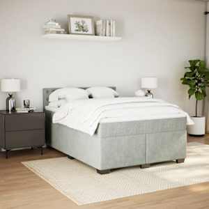 Box spring postel s matrací světle šedá 160x200 cm samet - obrázek 5