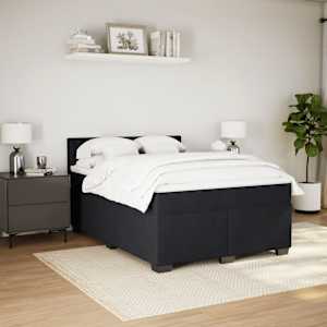 Box spring postel s matrací černá 160x200 cm samet - obrázek 5