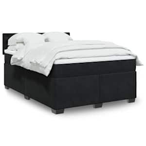 Box spring postelja z vzmetnico črna 160x200 cm žamet
