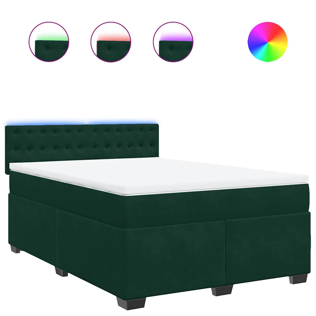 vidaXL Box spring postel s matrací tmavě zelená 160x200 cm samet