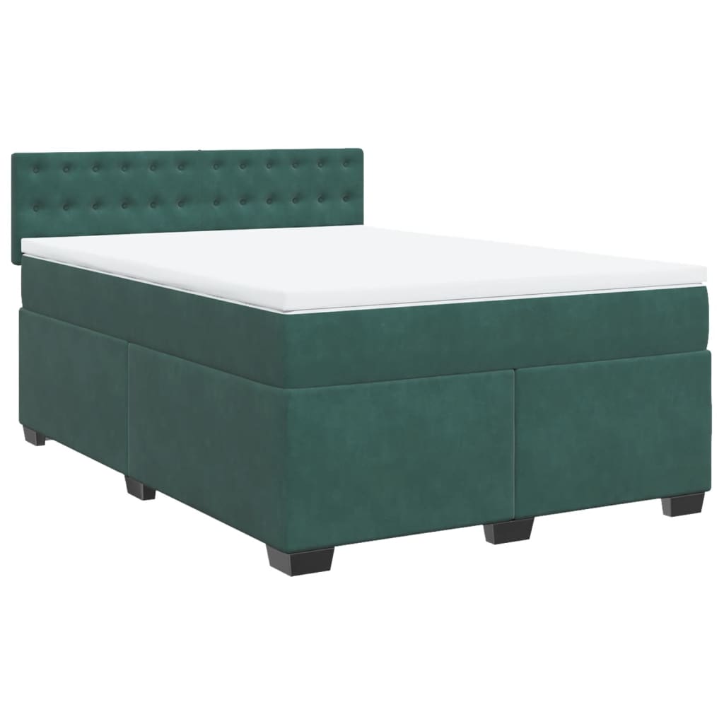 vidaXL Boxspring met matras fluweel donkergroen 160x200 cm afbeelding