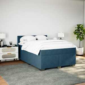 Box spring postel s matrací modrá 160 x 200 cm samet - obrázek 4