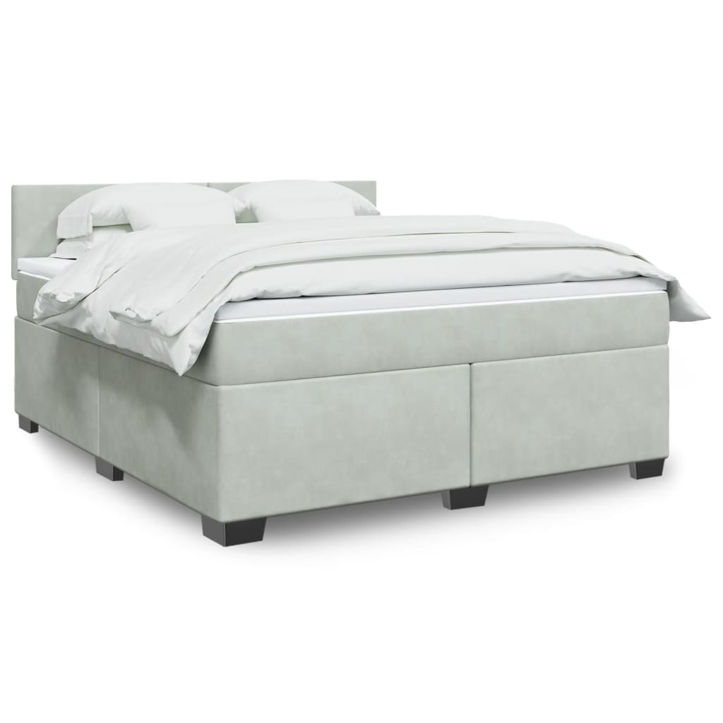 Boxspringbett mit Matratze Hellgrau 180×200 cm Samt