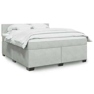 Box spring postel s matrací světle šedá 180x200 cm samet - obrázek 1