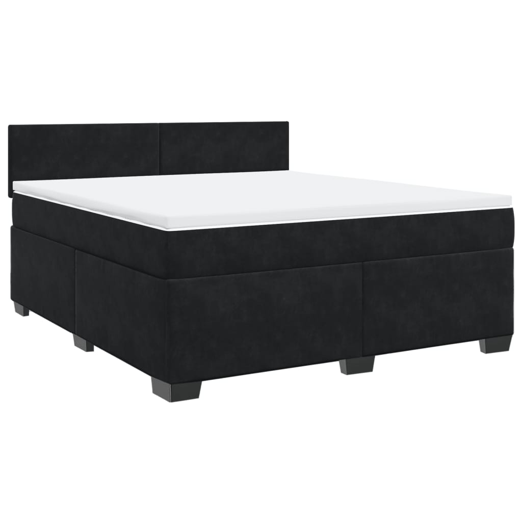vidaXL Boxspring met matras fluweel zwart 180x200 cm afbeelding