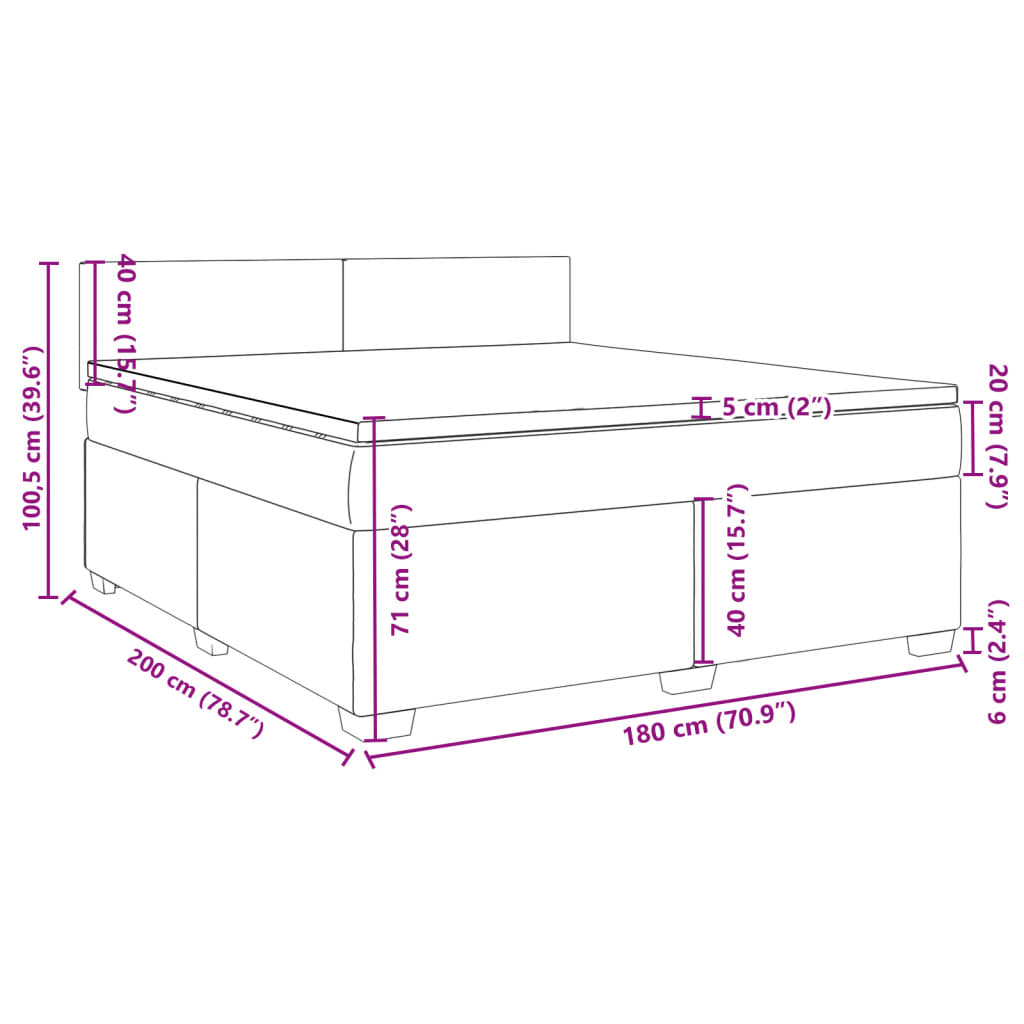 Box spring postel s matrací černá 180x200 cm samet - obrázek 18