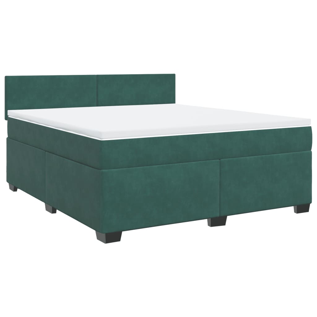 vidaXL Boxspring met matras fluweel donkergroen 180x200 cm afbeelding