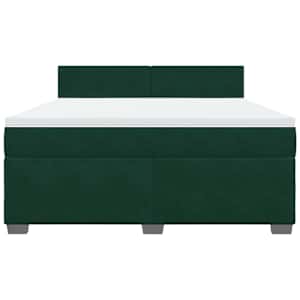 Box spring postel s matrací tmavě zelená 180x200 cm samet - obrázek 6