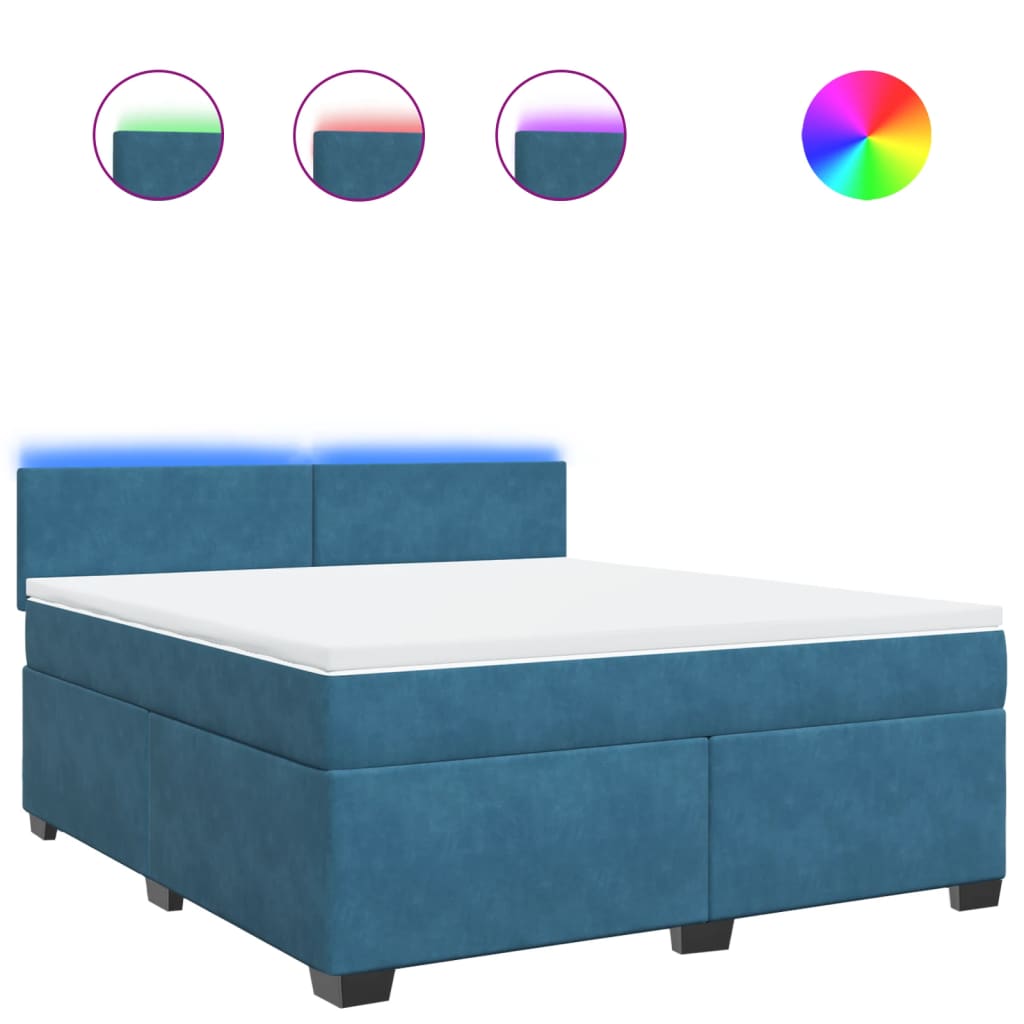 Thumbnail - vidaXL Boxspringbett mit Matratze Blau 180x200 cm Samt