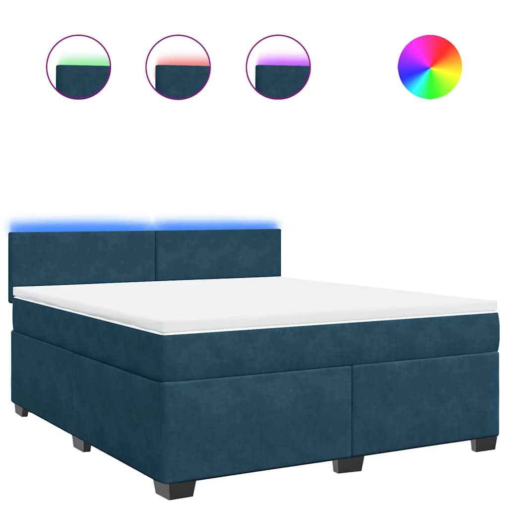 vidaXL Box spring postel s matrací modrá 180 x 200 cm samet