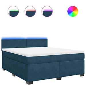 Box spring postel s matrací modrá 180 x 200 cm samet - obrázek 2