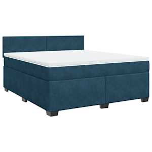 Box spring postel s matrací modrá 180 x 200 cm samet - obrázek 3