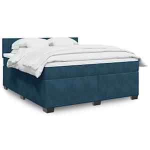 Box spring postel s matrací modrá 180 x 200 cm samet - obrázek 5