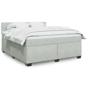 Box spring postel s matrací světle šedá 180x200 cm samet - obrázek 1