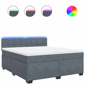 Box spring postel s matrací tmavě šedá 180x200 cm samet - obrázek 2