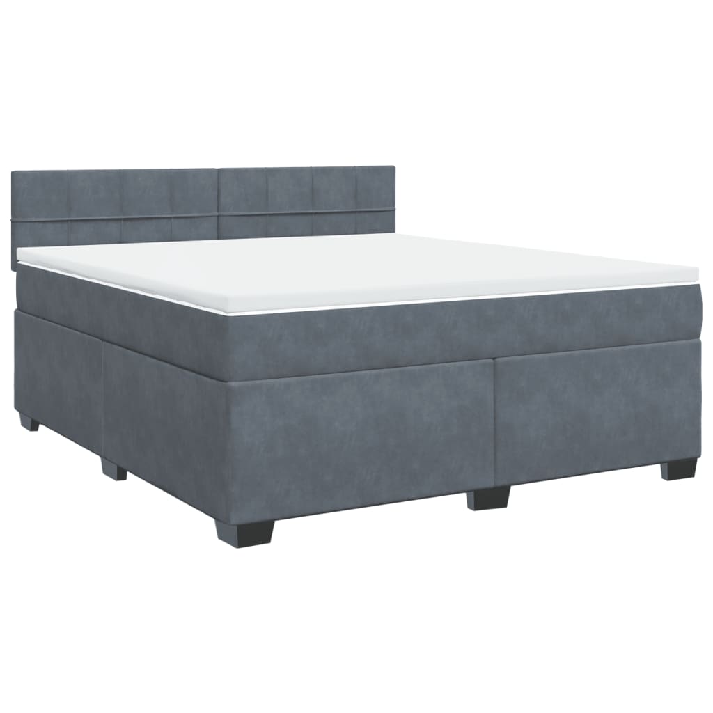 vidaXL Boxspring met matras fluweel donkergrijs 180x200 cm afbeelding