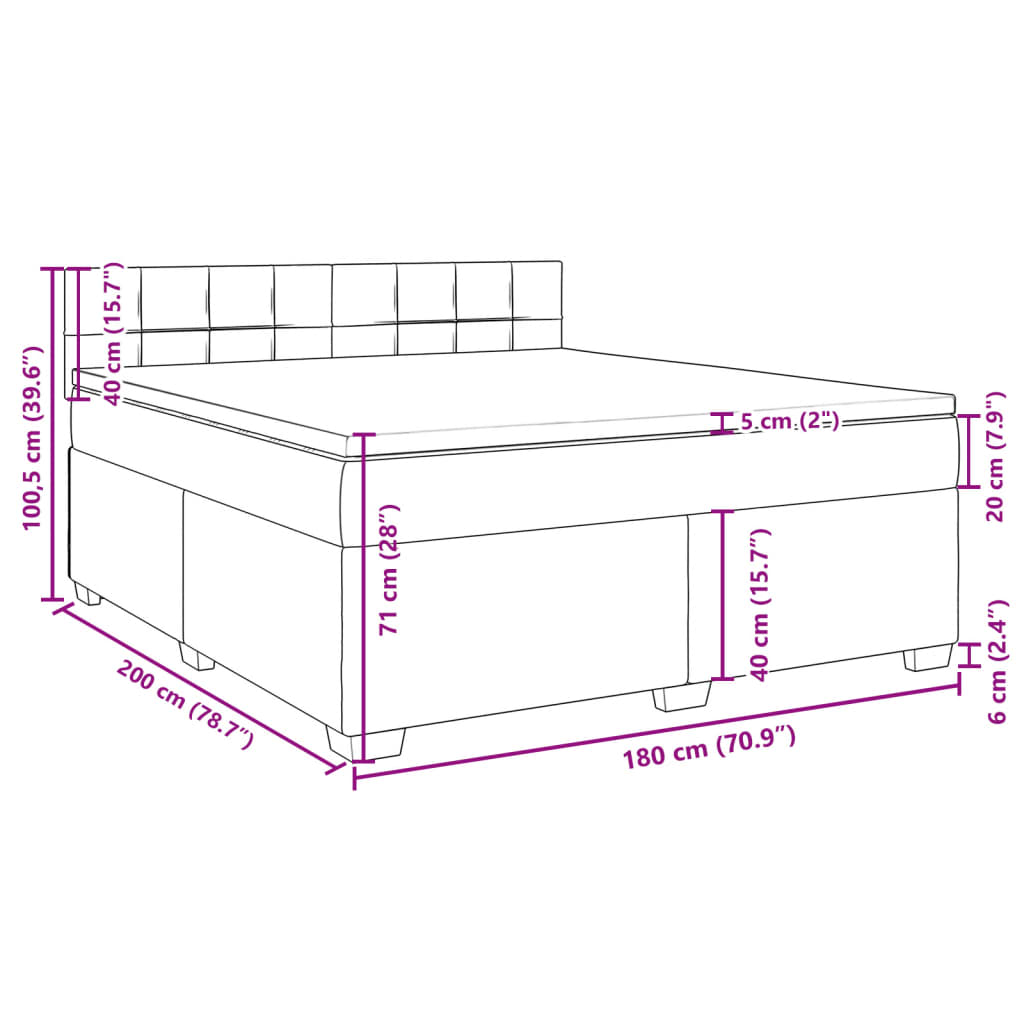 Box spring postel s matrací černá 180x200 cm samet - obrázek 18