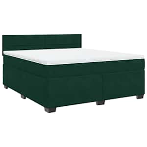 Box spring postel s matrací tmavě zelená 180x200 cm samet - obrázek 3