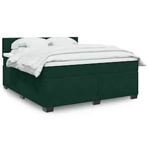 Box spring postel s matrací tmavě zelená 180x200 cm samet - obrázek 1