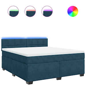 Box spring postel s matrací modrá 180 x 200 cm samet - obrázek 2