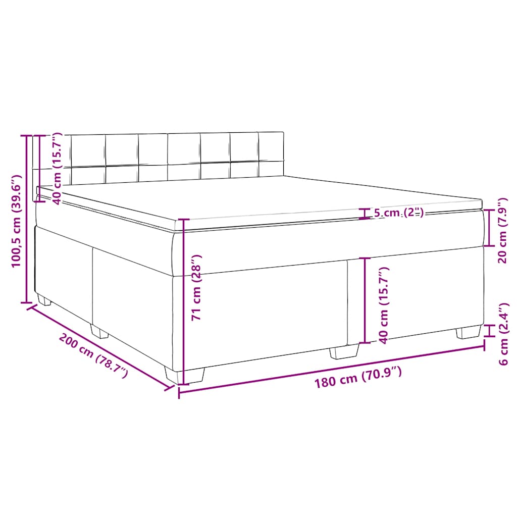 Box spring postel s matrací modrá 180 x 200 cm samet - obrázek 18