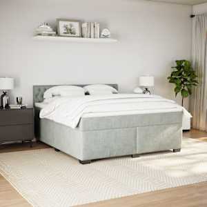 Box spring postel s matrací světle šedá 180x200 cm samet - obrázek 5