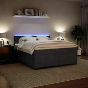 Box spring postel s matrací tmavě šedá 180x200 cm samet - obrázek 4