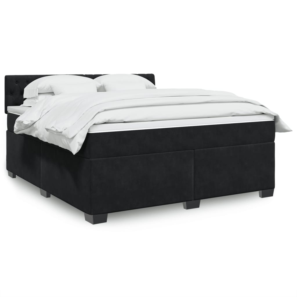 Boxspringbett mit Matratze Schwarz 180×200 cm Samt