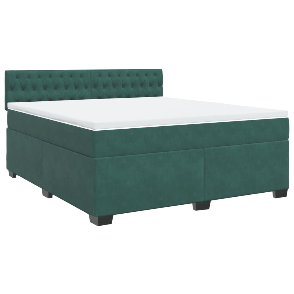 vidaXL Boxspring met matras fluweel donkergroen 180x200 cm afbeelding