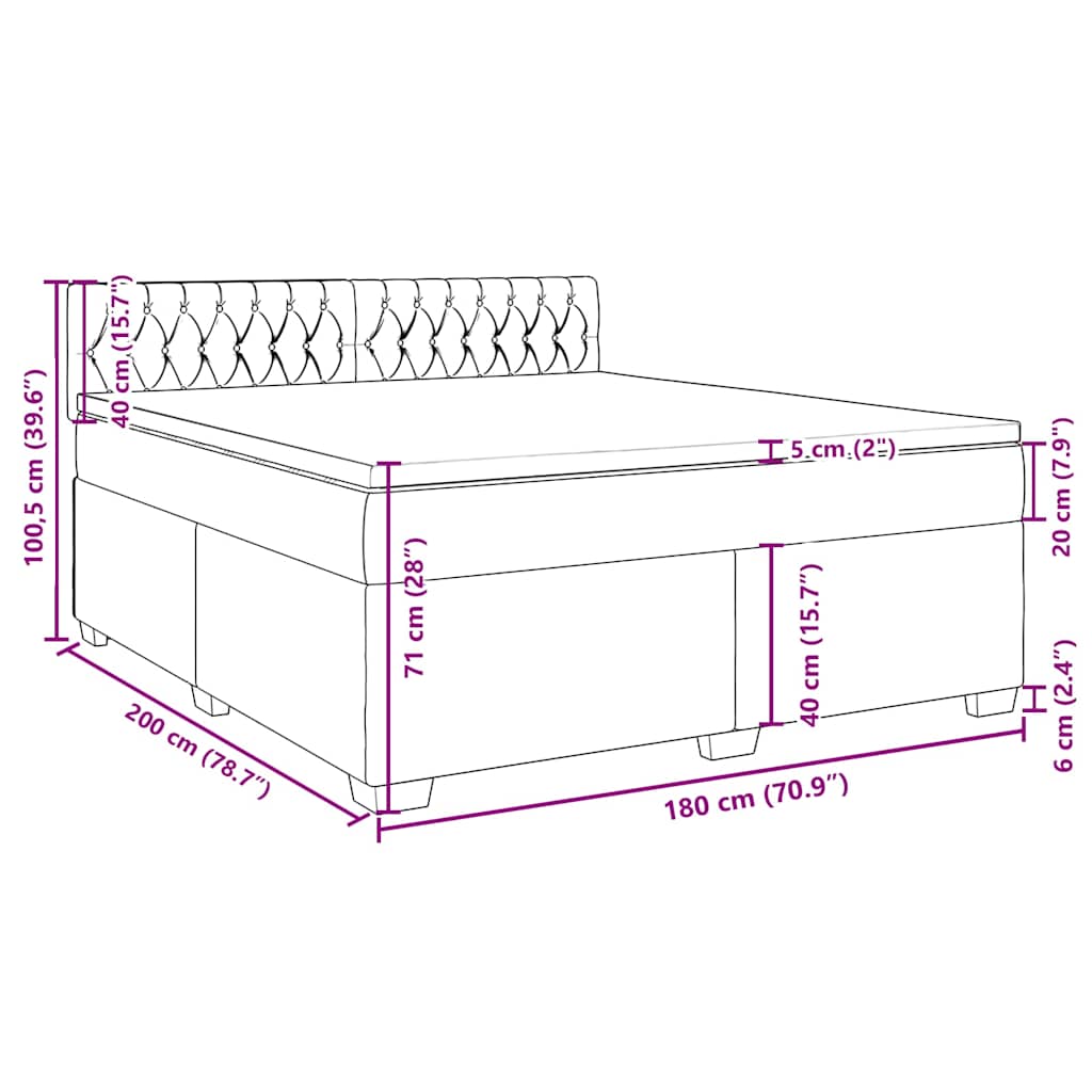 Box spring postel s matrací tmavě zelená 180x200 cm samet - obrázek 18