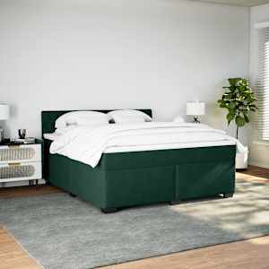 Box spring postel s matrací tmavě zelená 180x200 cm samet - obrázek 5