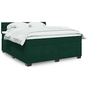 Box spring postel s matrací tmavě zelená 180x200 cm samet - obrázek 1