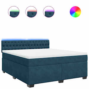 Box spring postel s matrací modrá 180 x 200 cm samet - obrázek 2