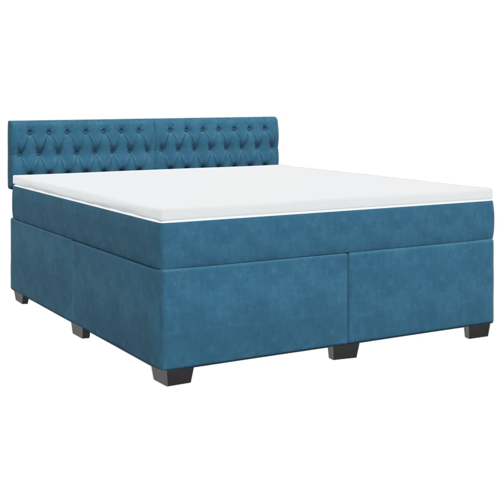 vidaXL Boxspring met matras fluweel blauw 180x200 cm afbeelding