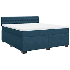 Box spring postel s matrací modrá 180 x 200 cm samet - obrázek 3