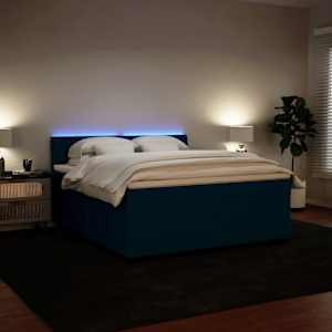 Box spring postel s matrací modrá 180 x 200 cm samet - obrázek 1