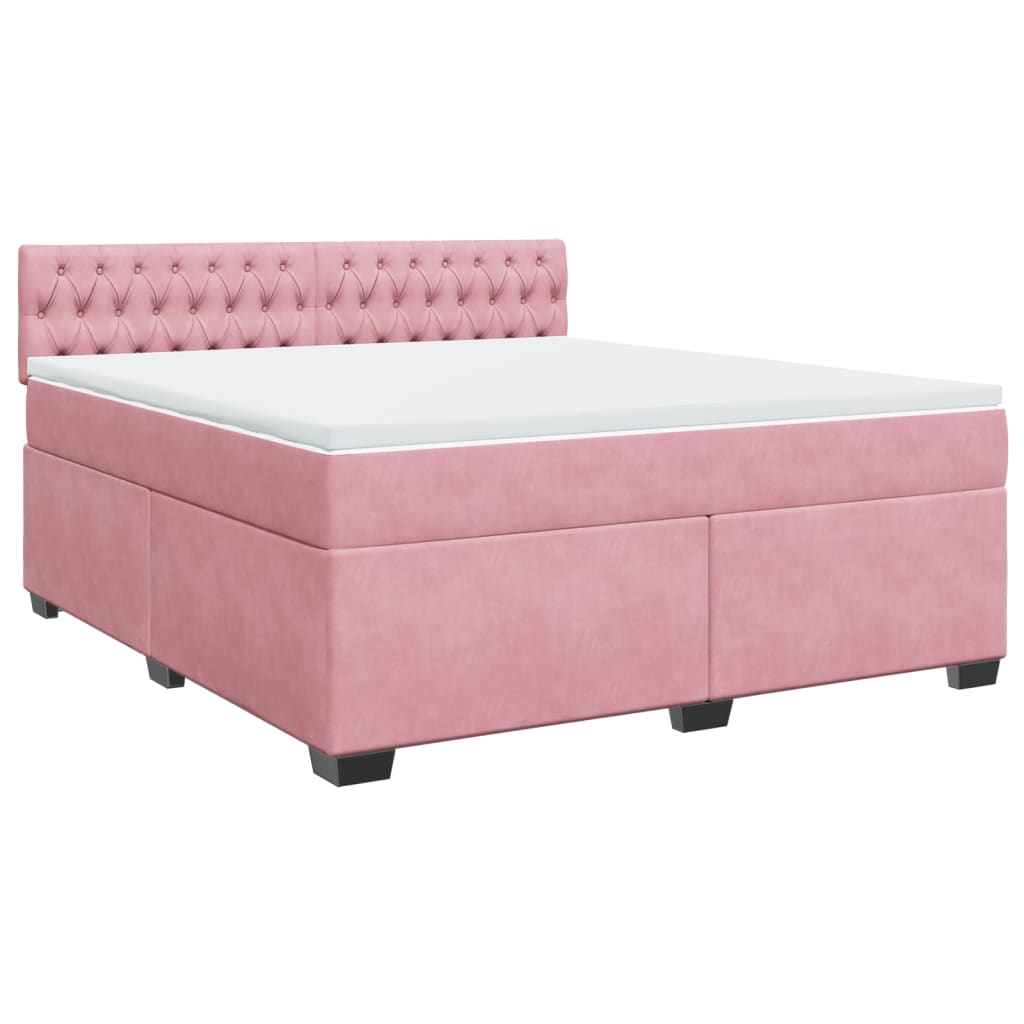vidaXL Boxspring met matras fluweel roze 180x200 cm afbeelding