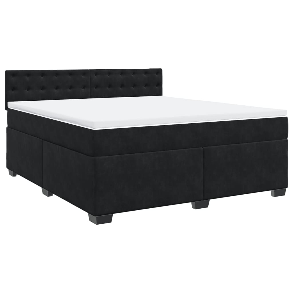 vidaXL Boxspring met matras fluweel zwart 180x200 cm afbeelding