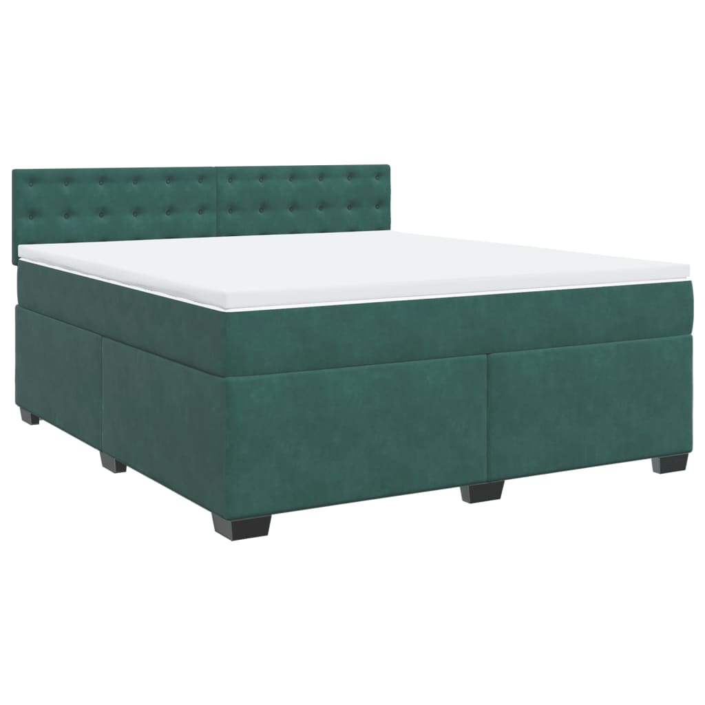 vidaXL Boxspring met matras fluweel donkergroen 180x200 cm afbeelding