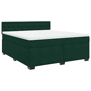 Box spring postel s matrací tmavě zelená 180x200 cm samet - obrázek 3