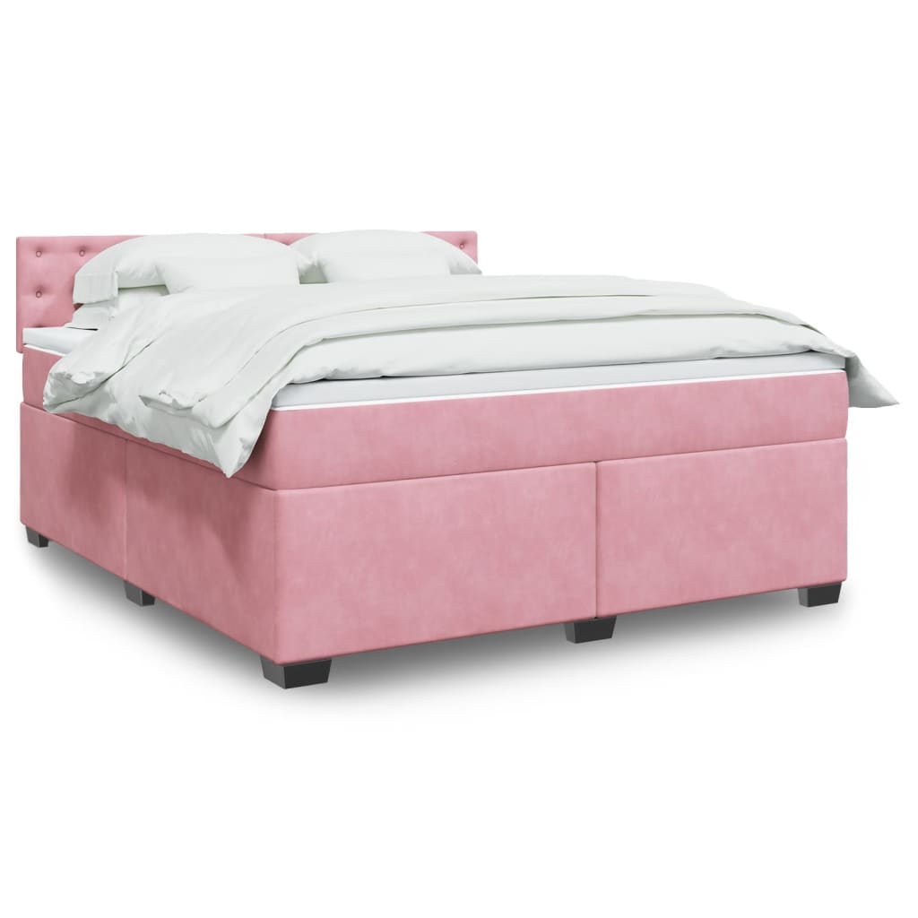 Boxspringbett mit Matratze Rosa 180×200 cm Samt