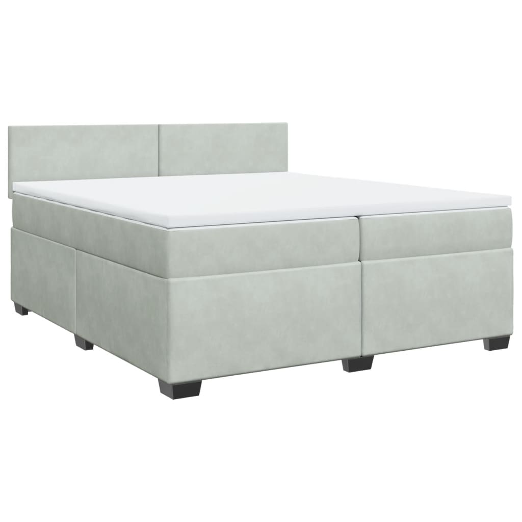 vidaXL Boxspring met matras fluweel lichtgrijs 200x200 cm afbeelding