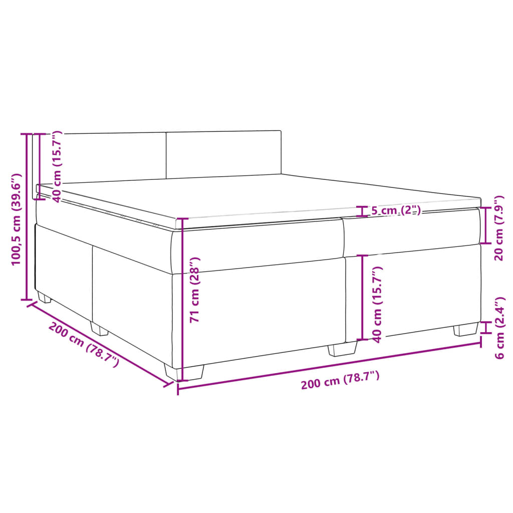 Box spring postel s matrací černá 200x200 cm samet - obrázek 18