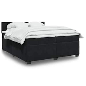 Box spring postel s matrací černá 200x200 cm samet - obrázek 1