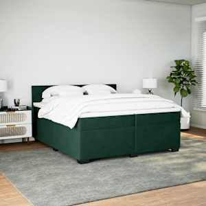 Box spring postel s matrací tmavě zelená 200x200 cm samet - obrázek 5